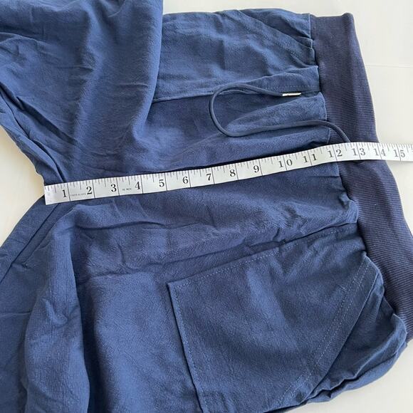 NEW Puimentiua Womens Tapered Casual Pants Cotton Linen Drawstring SIZE L Blue - Picture 5 of 11